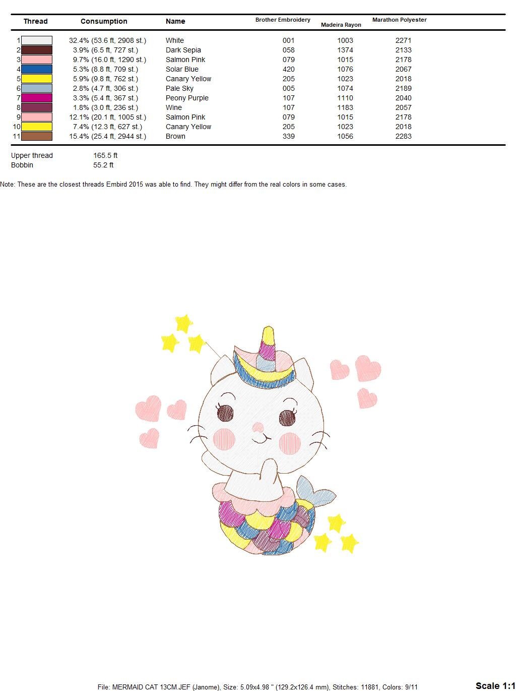 Mermaid embroidery designs - Mermaid Cat embroidery design machine embroidery pattern - Mermaid rippled design - Kitty embroidery download Marcia Embroidery