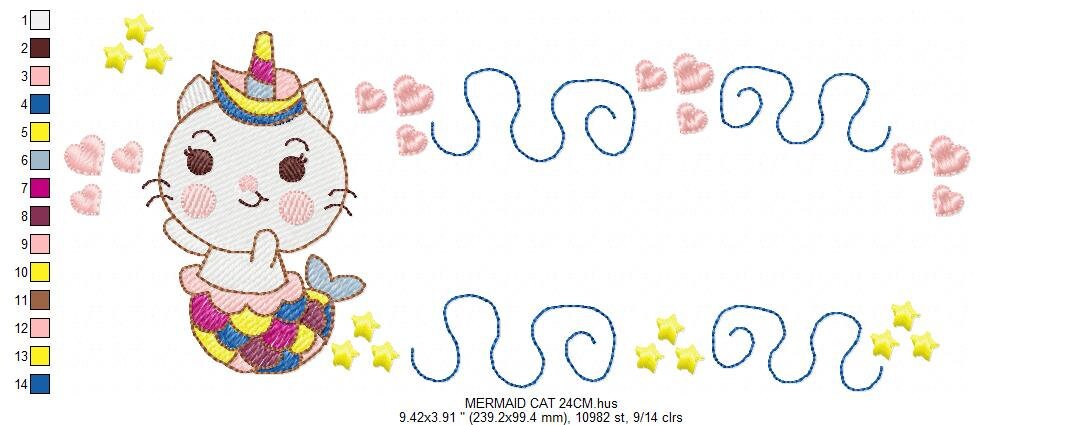 Mermaid embroidery designs - Mermaid Cat embroidery design machine embroidery pattern - Mermaid rippled design - Kitty embroidery download Marcia Embroidery