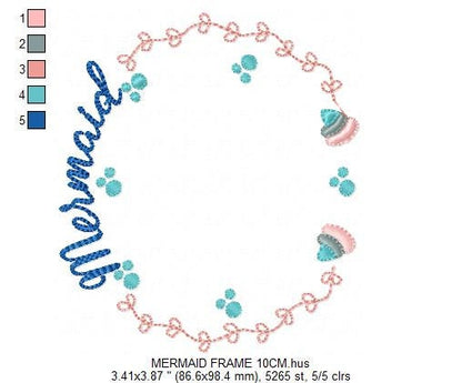 Mermaid Monogram Frame embroidery designs - Mermaid Tail embroidery design machine embroidery pattern - Mermaid Fin embroidery download pes