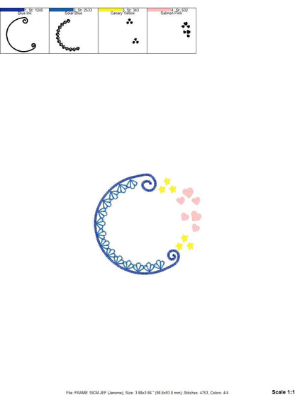 Mermaid Monogram Frame embroidery designs - Mermaid Stars and Hearts embroidery design machine embroidery pattern - instant download pes jef