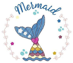 Mermaid Frame embroidery designs - Mermaid Tail embroidery design machine embroidery pattern - Mermaid fin rippled design - instant download