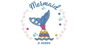 Mermaid Frame embroidery designs - Mermaid Tail embroidery design machine embroidery pattern - Mermaid fin rippled design - instant download