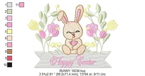 Easter Bunny embroidery design - Rabbit embroidery designs machine embroidery pattern - Happy Easter embroidery file - instant download pes Marcia Embroidery