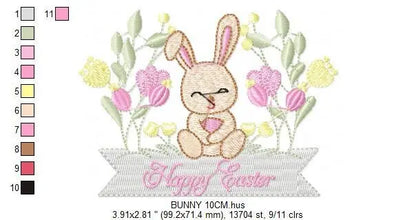 Easter Bunny embroidery design - Rabbit embroidery designs machine embroidery pattern - Happy Easter embroidery file - instant download pes Marcia Embroidery