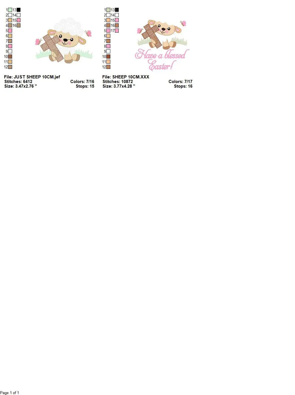 Easter Sheep embroidery design - Sheep with cross embroidery machine embroidery pattern - Religious embroidery file - Have a blessed Easter Marcia Embroidery