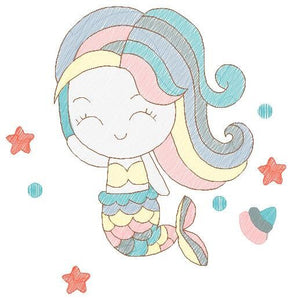 Mermaid embroidery designs - Sea Princess embroidery design machine embroidery pattern - Baby girl embroidery file instant digital download