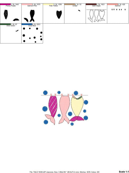 Mermaid embroidery designs - Mermaid Tail embroidery design machine embroidery pattern - Mermaid fin design - Girl embroidery file download