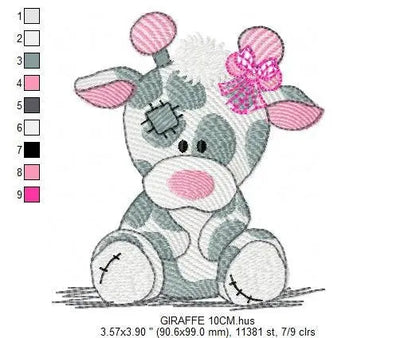 Patched Giraffe embroidery design - Ragged Animal embroidery designs machine embroidery pattern - Baby girl embroidery file - cute sweet Marcia Embroidery