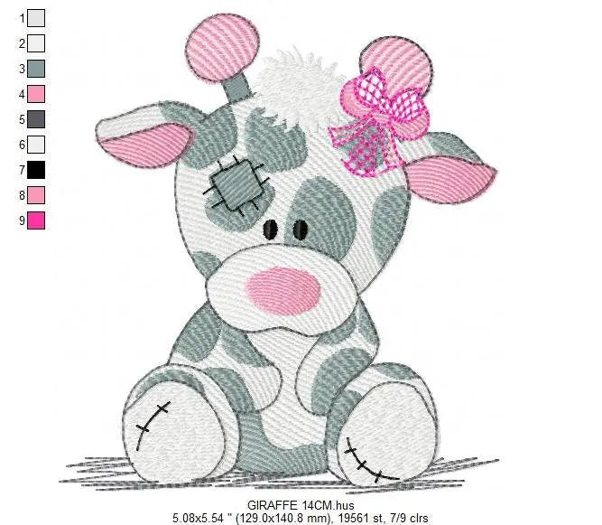Patched Giraffe embroidery design - Ragged Animal embroidery designs machine embroidery pattern - Baby girl embroidery file - cute sweet Marcia Embroidery