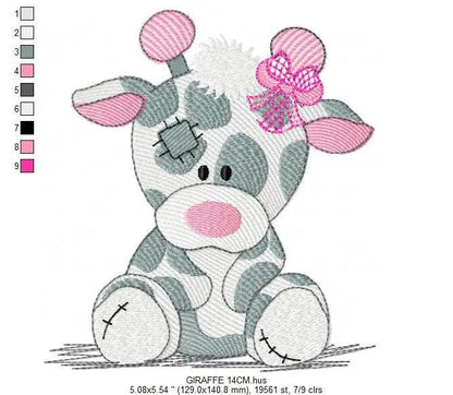 Patched Giraffe embroidery design - Ragged Animal embroidery designs machine embroidery pattern - Baby girl embroidery file - cute sweet Marcia Embroidery