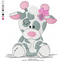 Charger l&#39;image dans la galerie, Patched Giraffe embroidery design - Ragged Animal embroidery designs machine embroidery pattern - Baby girl embroidery file - cute sweet
