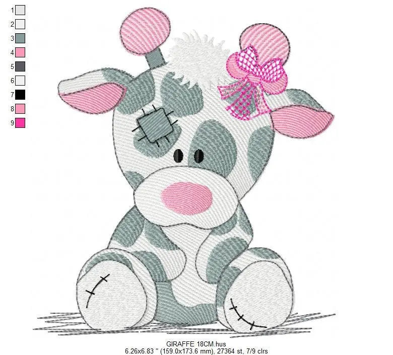Patched Giraffe embroidery design - Ragged Animal embroidery designs machine embroidery pattern - Baby girl embroidery file - cute sweet Marcia Embroidery