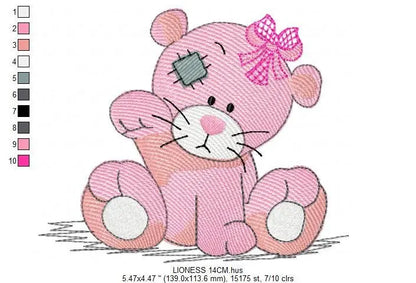 Lioness embroidery designs - Safari embroidery design machine embroidery pattern - Baby girl embroidery file - Lion embroidery download pes Marcia Embroidery