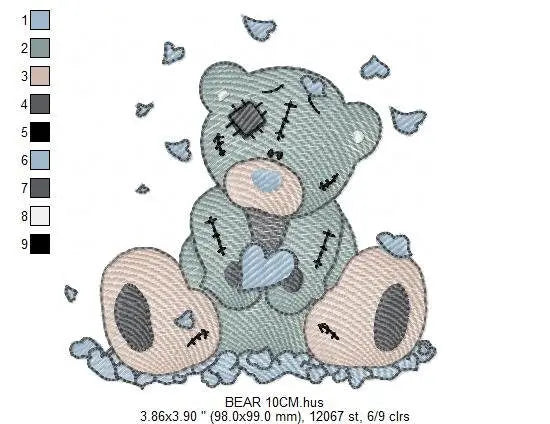 Ragged Teddy Bear embroidery designs - Baby boy embroidery design machine embroidery pattern - Patched teddy bear embroidery download file Marcia Embroidery