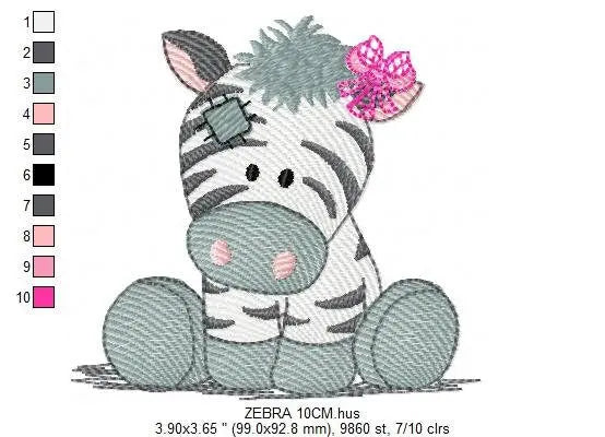 Patched Zebra embroidery design - Animal embroidery designs machine embroidery pattern - Baby girl embroidery - Safari embroidery file Marcia Embroidery