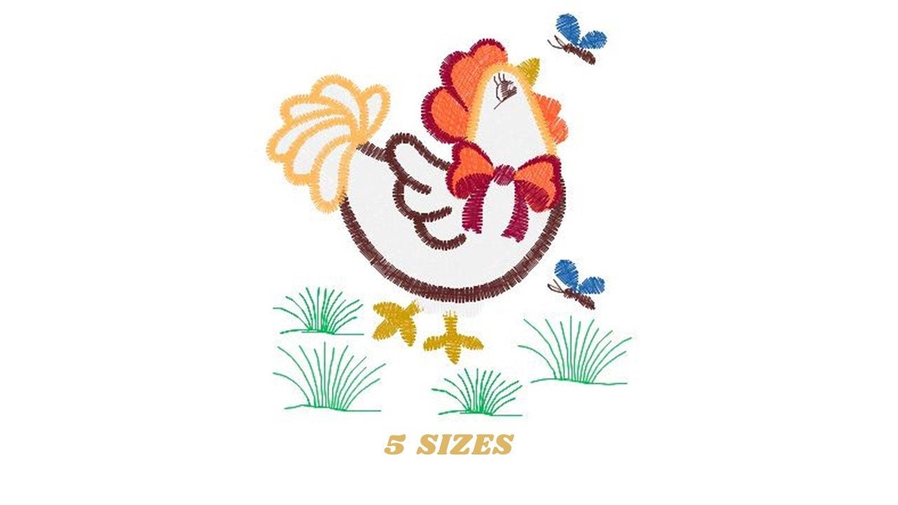 Chicken embroidery designs - Rooster embroidery design machine embroidery pattern - instant download - Kitchen embroidery file tea towel pes