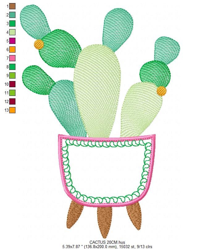 Cactus embroidery designs - Succulent embroidery design machine embroidery pattern - Mexican cactus design - plant embroidery file desert - Marcia Embroidery