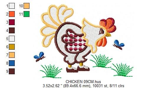Chicken embroidery designs - Rooster embroidery design machine embroidery pattern - instant download - Kitchen embroidery file tea towel