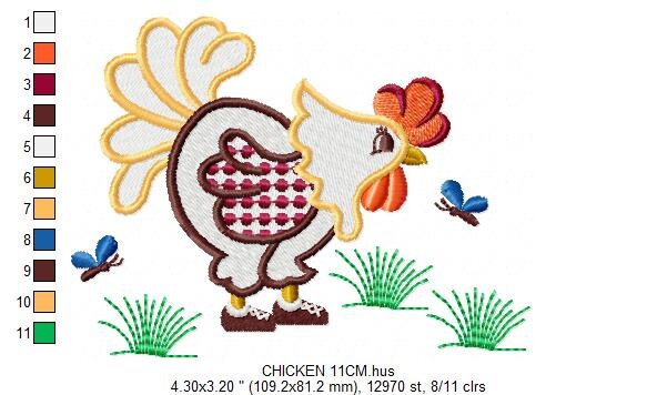 Chicken embroidery designs - Rooster embroidery design machine embroidery pattern - instant download - Kitchen embroidery file tea towel
