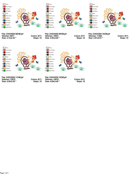 Chicken embroidery designs - Rooster embroidery design machine embroidery pattern - instant download - Kitchen embroidery file tea towel