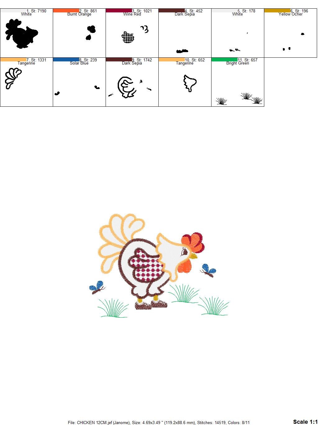 Chicken embroidery designs - Rooster embroidery design machine embroidery pattern - instant download - Kitchen embroidery file tea towel