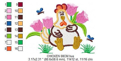 Chicken embroidery designs - Farm embroidery design machine embroidery pattern - instant download - Kitchen embroidery file Chicken applique