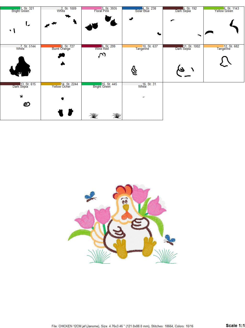 Chicken embroidery designs - Farm embroidery design machine embroidery pattern - instant download - Kitchen embroidery file Chicken applique