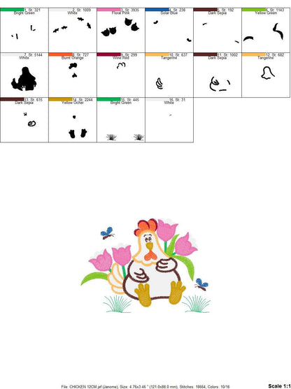 Chicken embroidery designs - Farm embroidery design machine embroidery pattern - instant download - Kitchen embroidery file Chicken applique