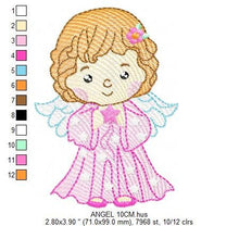 Carica l&#39;immagine nel visualizzatore di Gallery, Angel with wings embroidery designs - Baby girl embroidery design machine embroidery pattern - girl with wings embroidery file pes download
