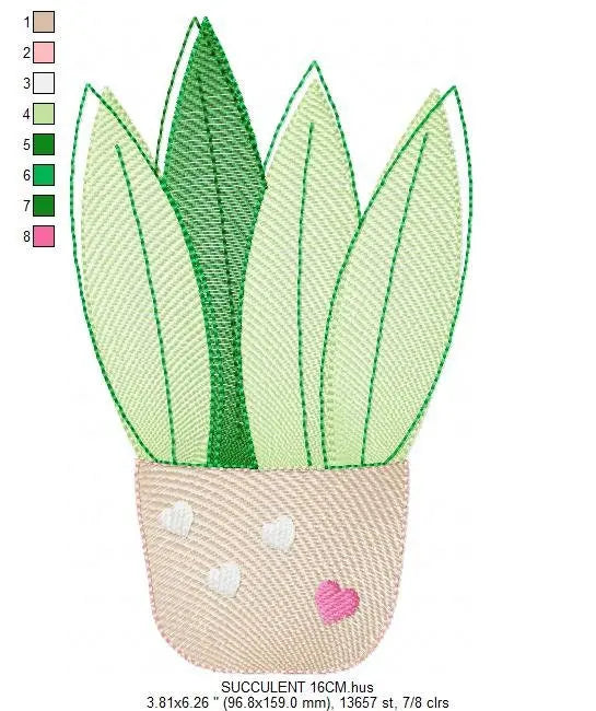 Snake Plants embroidery designs - Succulent embroidery design machine embroidery pattern - Urban Jungle design - plant embroidery file jef Marcia Embroidery