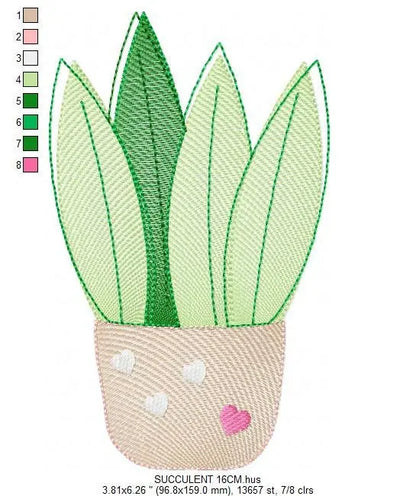 Snake Plants embroidery designs - Succulent embroidery design machine embroidery pattern - Urban Jungle design - plant embroidery file jef Marcia Embroidery