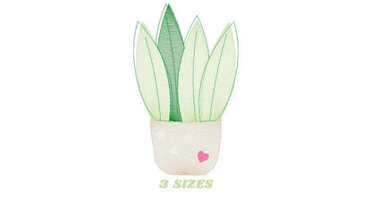 Snake Plants embroidery designs - Succulent embroidery design machine embroidery pattern - Urban Jungle design - plant embroidery file jef Marcia Embroidery