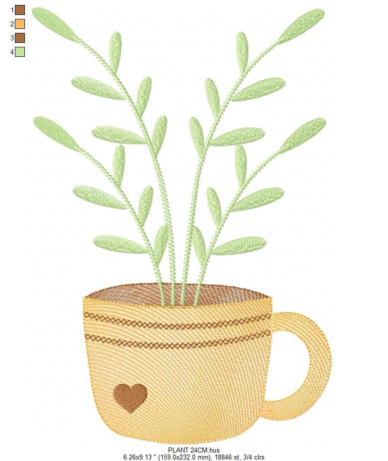 Plant vase embroidery designs - Plants embroidery design machine embroidery pattern - floral embroidery file - instant download digital file