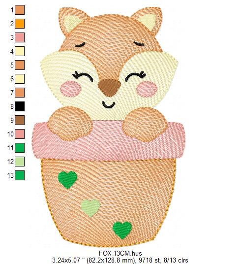Red Fox embroidery designs - Cat in plant vase machine embroidery pattern - Baby girl file - instant download mutt dingo Marcia Embroidery