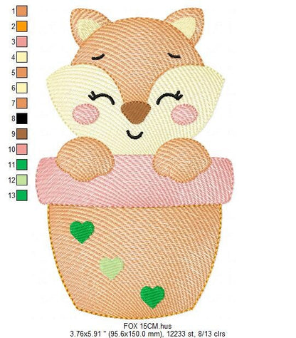 Red Fox embroidery designs - Cat in plant vase machine embroidery pattern - Baby girl file - instant download mutt dingo Marcia Embroidery