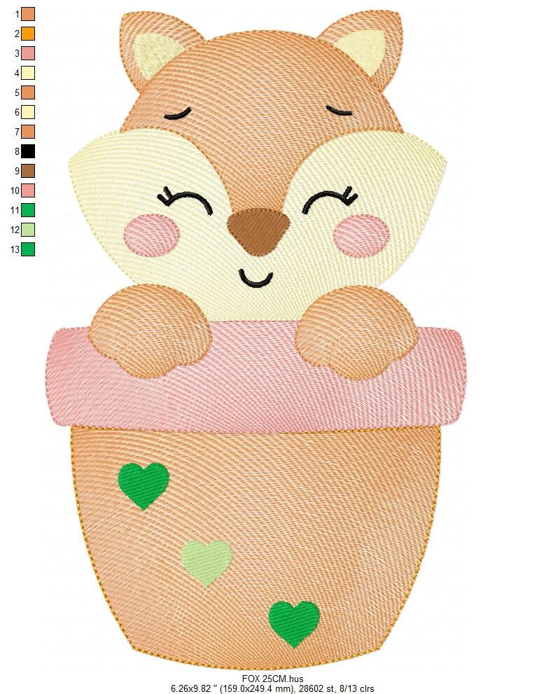 Red Fox embroidery designs - Cat in plant vase machine embroidery pattern - Baby girl file - instant download mutt dingo Marcia Embroidery