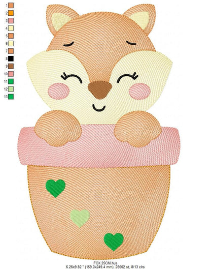 Red Fox embroidery designs - Cat in plant vase machine embroidery pattern - Baby girl file - instant download mutt dingo Marcia Embroidery