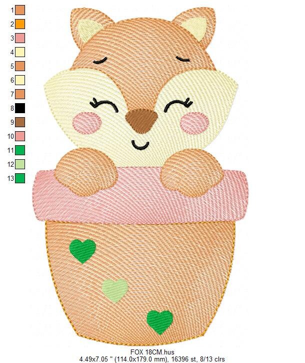 Red Fox embroidery designs - Cat in plant vase machine embroidery pattern - Baby girl file - instant download mutt dingo Marcia Embroidery