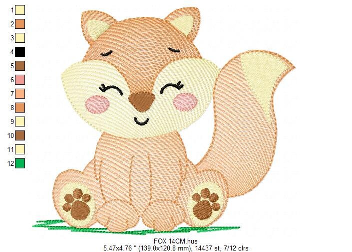 Red Fox embroidery designs - Woodland animals embroidery design machine embroidery pattern - baby girl embroidery file - instant download
