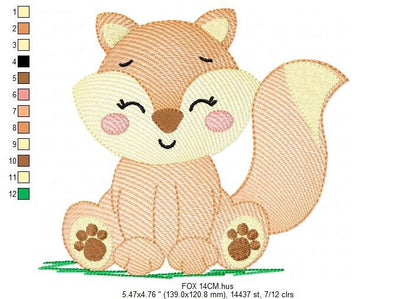 Red Fox embroidery designs - Woodland animals embroidery design machine embroidery pattern - baby girl embroidery file - instant download