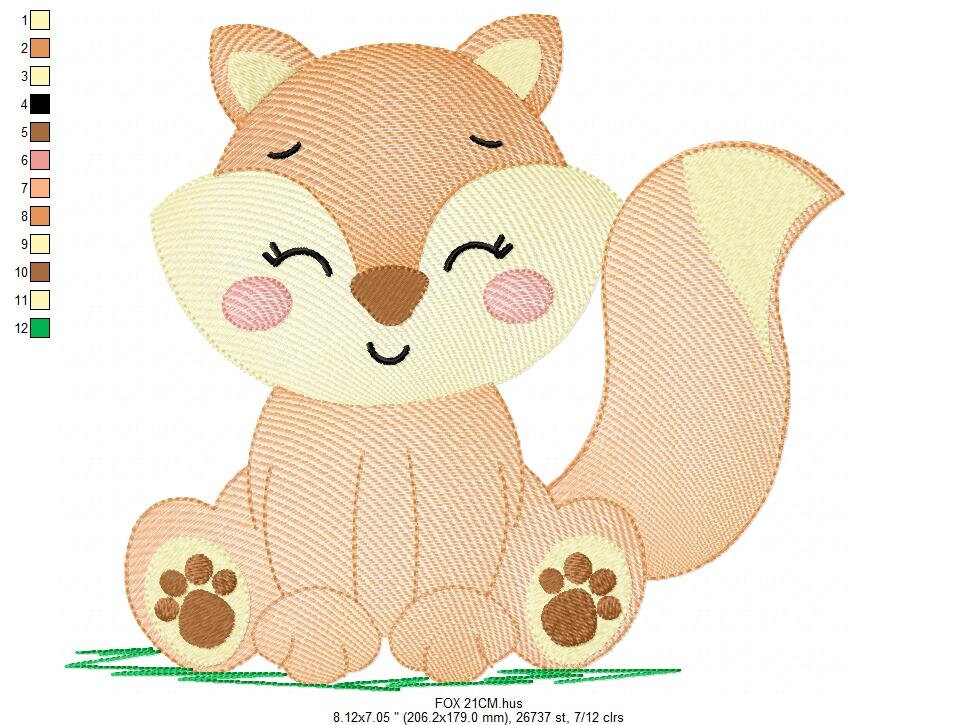 Red Fox embroidery designs - Woodland animals embroidery design machine embroidery pattern - baby girl embroidery file - instant download