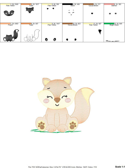 Red Fox embroidery designs - Woodland animals embroidery design machine embroidery pattern - baby girl embroidery file - instant download