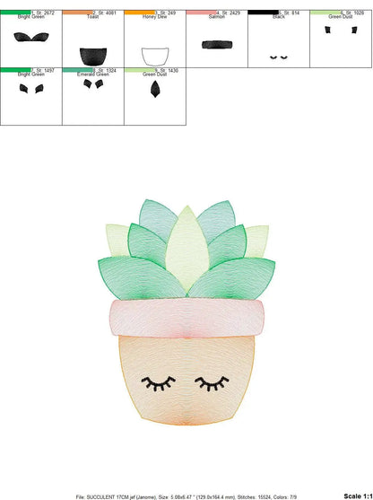Cactus embroidery designs - Succulent embroidery design machine embroidery pattern - Mexican cactus design - Plant vase pot embroidery file Marcia Embroidery