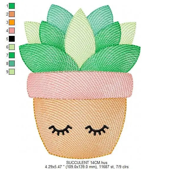 Cactus embroidery designs - Succulent embroidery design machine embroidery pattern - Mexican cactus design - Plant vase pot embroidery file Marcia Embroidery