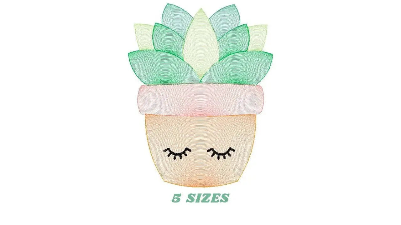 Cactus embroidery designs - Succulent embroidery design machine embroidery pattern - Mexican cactus design - Plant vase pot embroidery file Marcia Embroidery