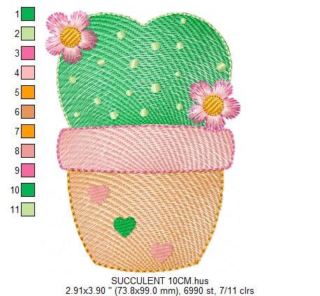 Cactus embroidery designs - Succulent embroidery design machine embroidery pattern - Mexican cactus in a pot - Plant vase embroidery file Marcia Embroidery