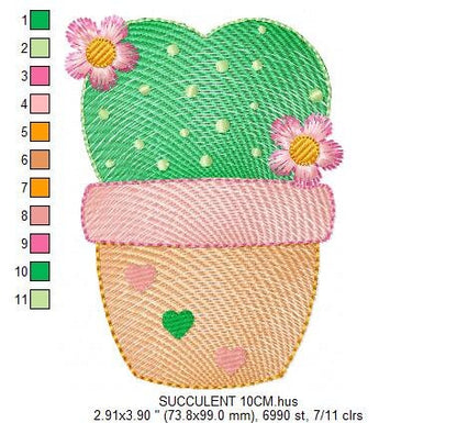 Cactus embroidery designs - Succulent embroidery design machine embroidery pattern - Mexican cactus in a pot - Plant vase embroidery file Marcia Embroidery