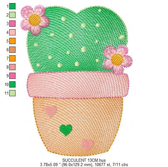Cactus embroidery designs - Succulent embroidery design machine embroidery pattern - Mexican cactus in a pot - Plant vase embroidery file Marcia Embroidery