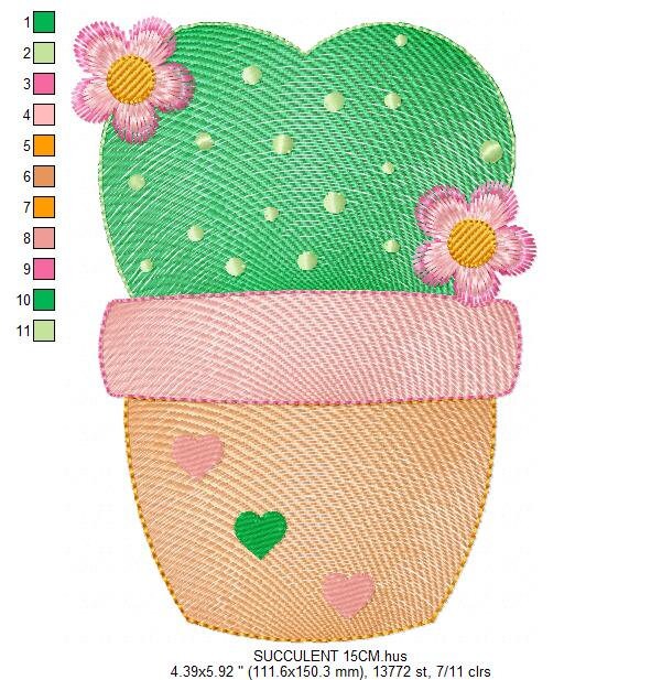 Cactus embroidery designs - Succulent embroidery design machine embroidery pattern - Mexican cactus in a pot - Plant vase embroidery file Marcia Embroidery
