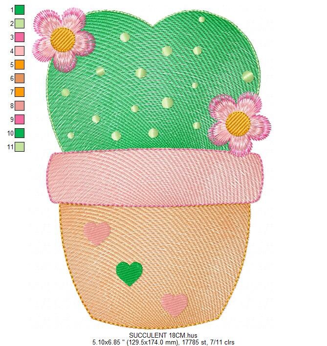 Cactus embroidery designs - Succulent embroidery design machine embroidery pattern - Mexican cactus in a pot - Plant vase embroidery file Marcia Embroidery